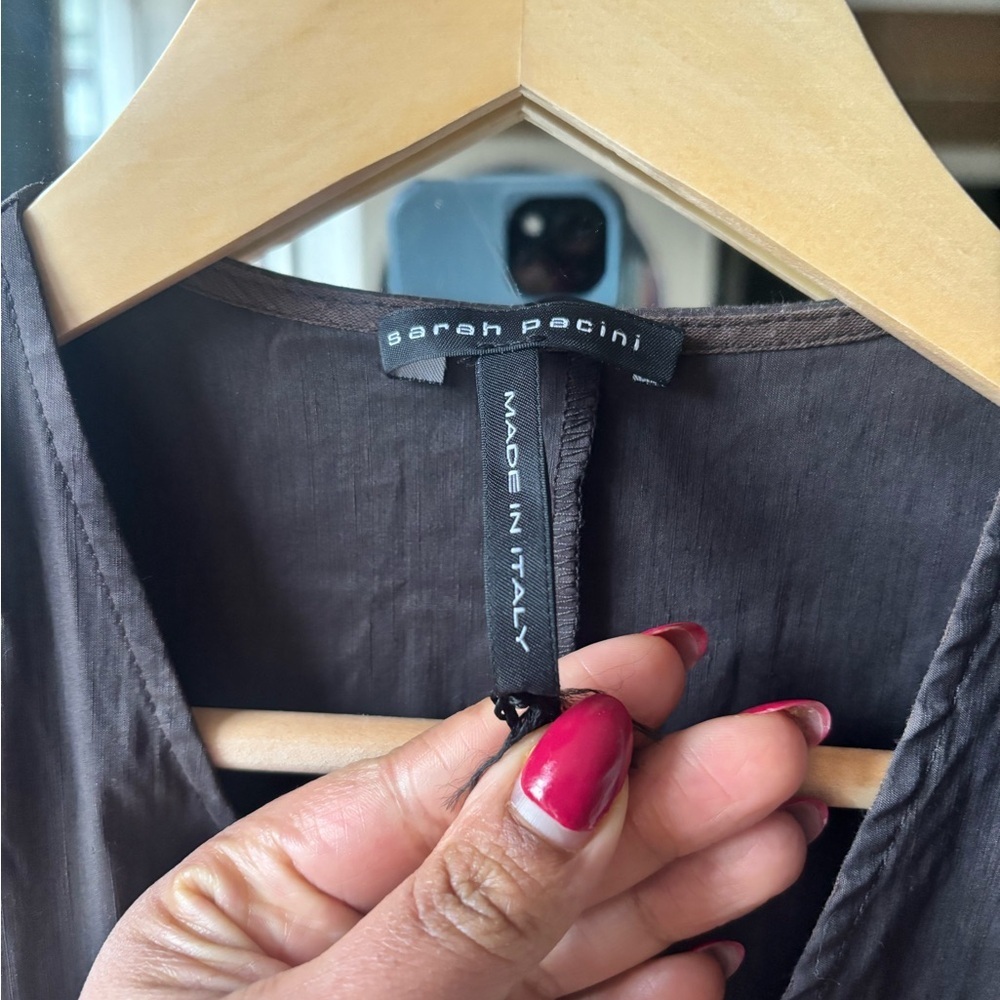SARAH PACINI | waxed linen midi dress | size 1 - Picture 5 of 5